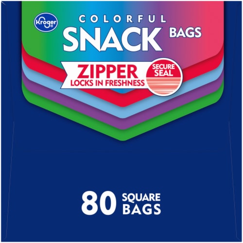 Kroger® Reclosable Colorful Assorted Square Snack Bags Perspective: left