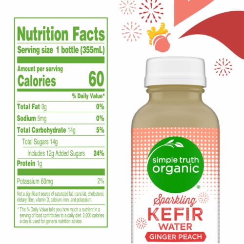 Simple Truth Organic™ Sparkling Probiotic Ginger Peach Kefir Water Drink Perspective: left