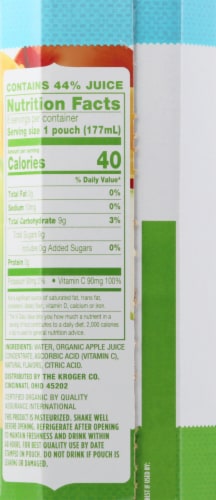 Simple Truth Organic® Apple-Solutely Fabulous Flavored Juice Drink Pouches Perspective: left