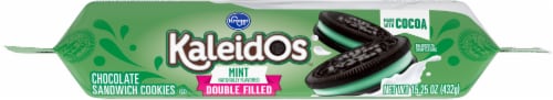 Kroger Kaleidos Mint Double Filled Chocolate Sandwich Cookies Perspective: left