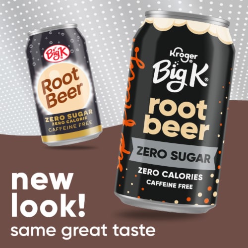 Big K® Root Beer Zero Sugar Caffeine Free Soda Cans Perspective: left