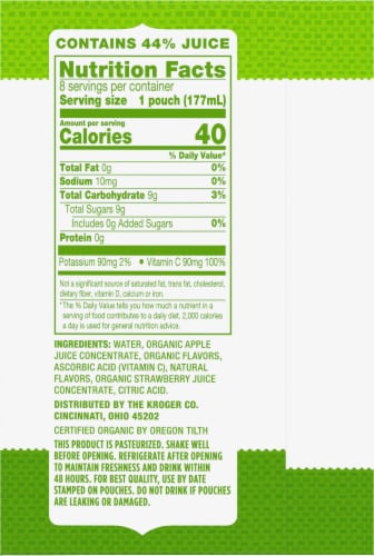 Simple Truth Organic® Ki-Whee Strawberry Flavored Juice Drink Pouches Perspective: left