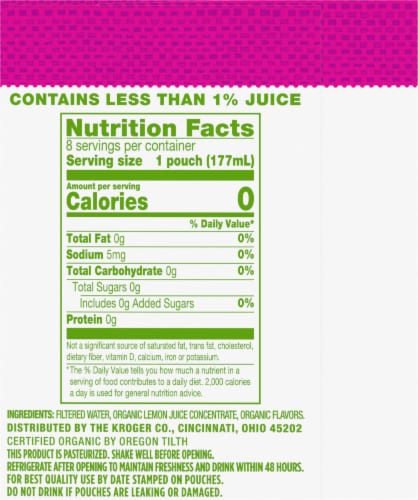 Simple Truth Organic™ Juicy Berry Flavored Water Pouches Perspective: left