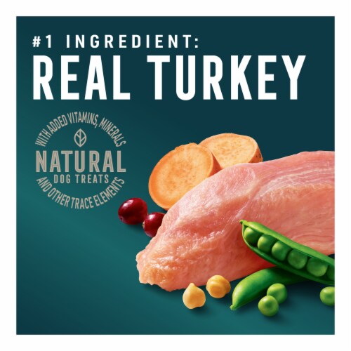 Abound® Grain Free All Size Dogs Jerky Bites Dog Treats Turkey Pea & Berry Perspective: left