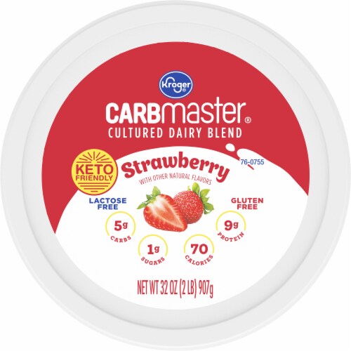 Kroger® CARBmaster® Strawberry Lactose Free Yogurt Tub Perspective: left