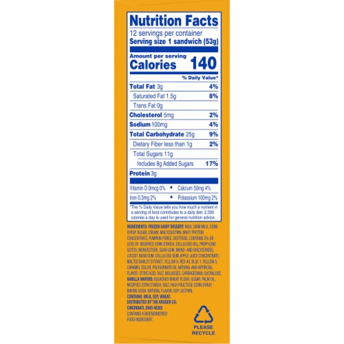 Kroger® Pumpkin Pie Frozen Dairy Dessert Sandwiches Perspective: left
