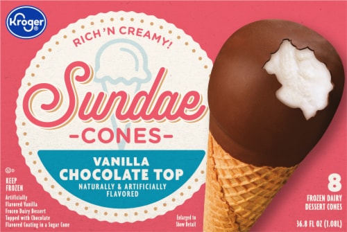Kroger® Vanilla Chocolate Top Frozen Dairy Dessert Sundae Cones Perspective: left