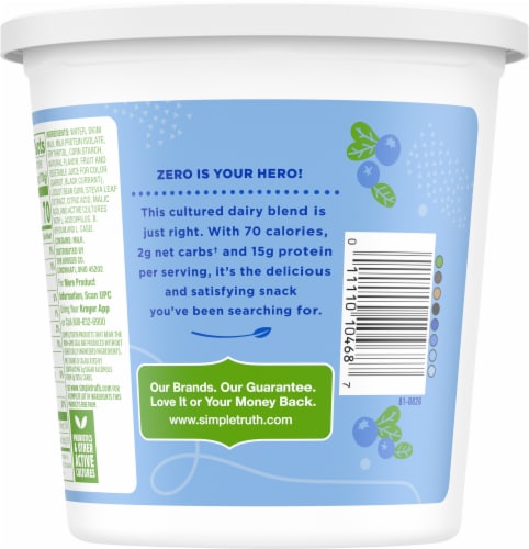 Simple Truth® Blueberry Zero Sugar Lactose Free Cultured Dairy Blend Tub Perspective: left