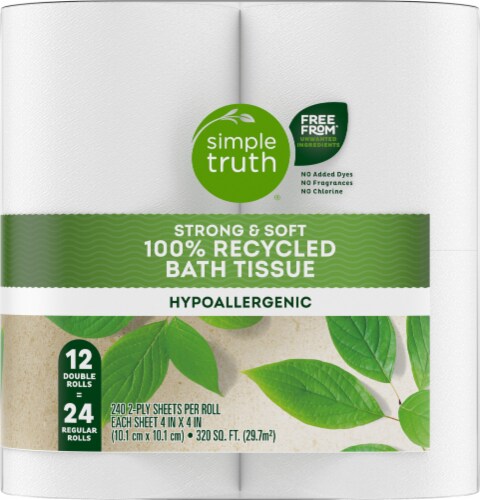 Simple Truth Soft & Strong Toilet Paper 100% Recycled Double Roll Perspective: left