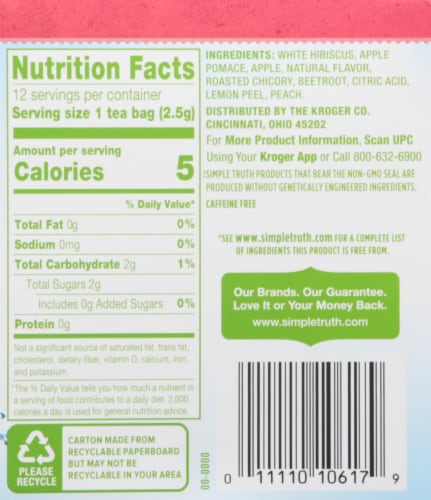 Simple Truth™ Peach Lemon Herbal Pyramid Tea Bags Perspective: left