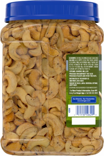 Kroger Seasalt and Cracked Pepper Cashews Perspective: left