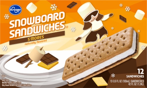Kroger Smore's Snowboard Ice Cream Sandwiches Perspective: left