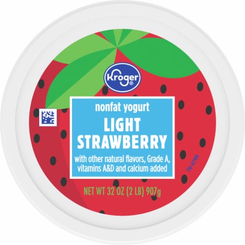Kroger Strawberry Nonfat Yogurt Tub Perspective: left