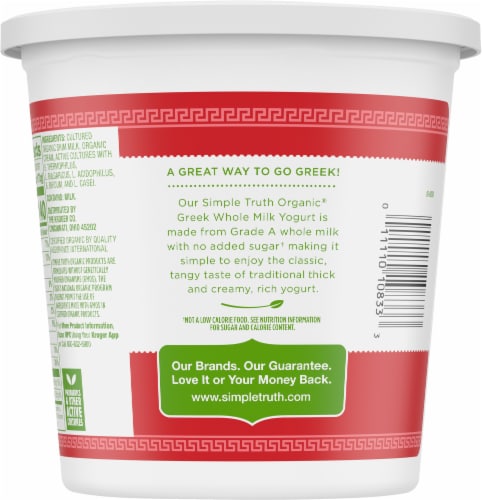 Simple Truth Organic® Plain Whole Milk Greek Yogurt Tub Perspective: left