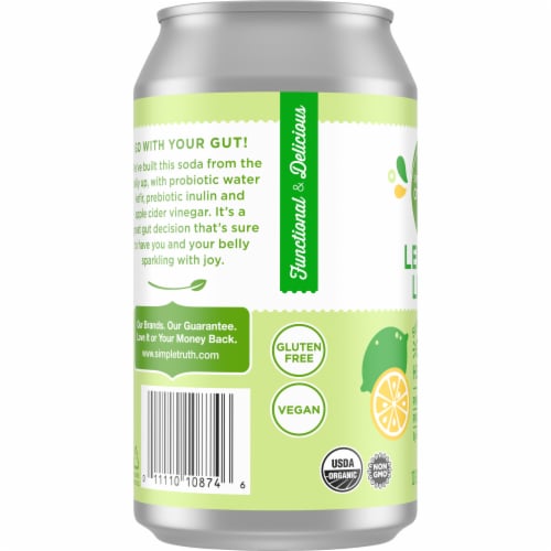 Simple Truth Organic Lemon Lime Probiotic Soda Can Perspective: left