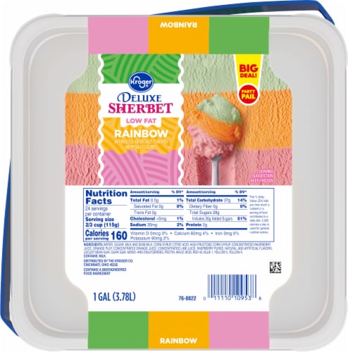Kroger® Deluxe Low Fat Rainbow Sherbet Party Pail BIG DEAL! Perspective: left