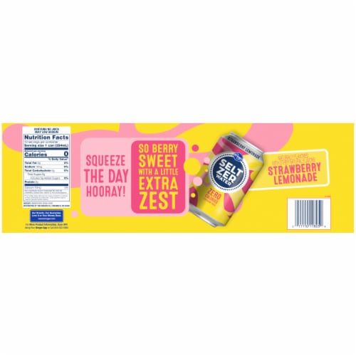 Kroger® Strawberry Lemonade Flavored Seltzer Water Cans Perspective: left