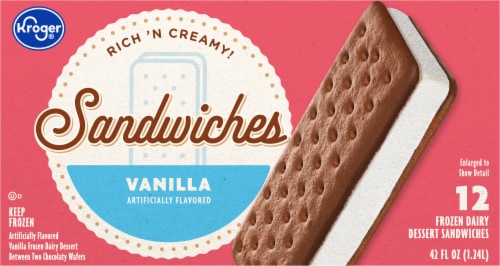 Kroger Vanilla Ice Cream Snowboard Sandwiches Perspective: left