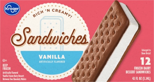 Kroger Vanilla Ice Cream Snowboard Sandwiches, 12 ct - Fry’s Food Stores