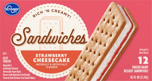 Kroger® Strawberry Cheesecake Ice Cream Snowboard Sandwiches Perspective: left