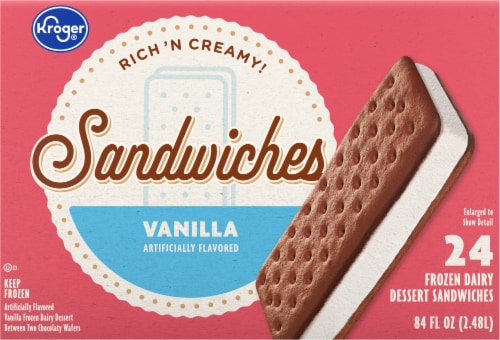 Kroger® Vanilla Frozen Dairy Dessert Sandwiches Perspective: left