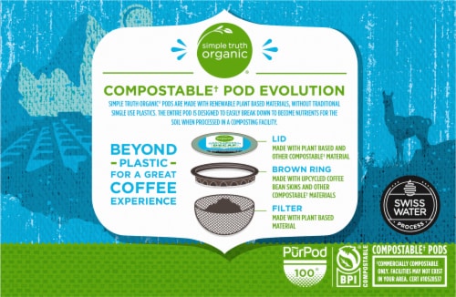 Simple Truth Organic® Decaf 100% Peruvian Medium Roast Coffee Pods Perspective: left