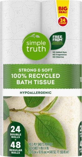 Simple Truth® Soft & Strong Toilet Paper 100% Recycled Double Roll Perspective: left