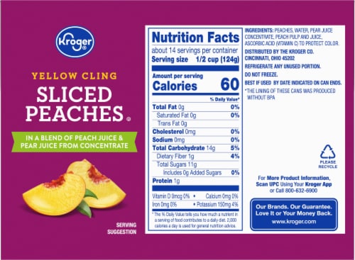 Kroger® Canned Yellow Cling Sliced Peaches Big Deal! Perspective: left