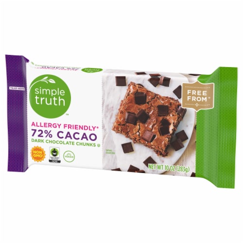 Simple Truth® Allergy Friendlyˆ 72% Cacao Dark Chocolate Chunks Perspective: left