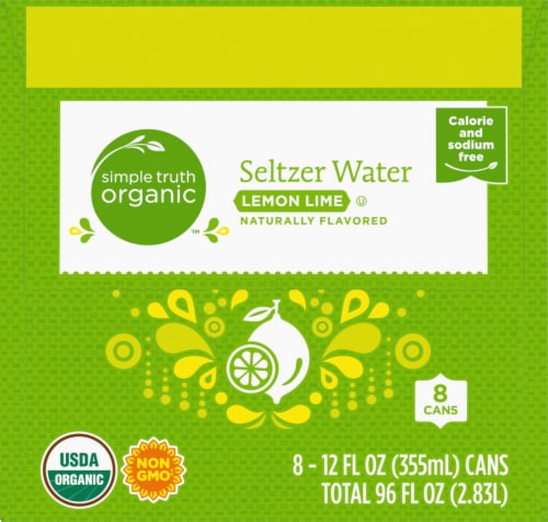 Simple Truth Organic™ Lemon Lime Seltzer Water Cans Perspective: left