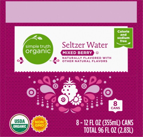 Simple Truth Organic Mixed Berry Seltzer Cans Perspective: left