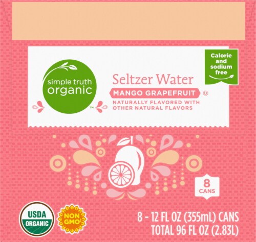 Simple Truth Organic™ Mango Grapefruit Seltzer Water Cans Perspective: left