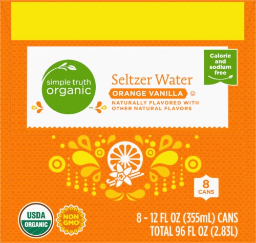 Simple Truth Organic™ Orange Vanilla Seltzer Water Cans Perspective: left