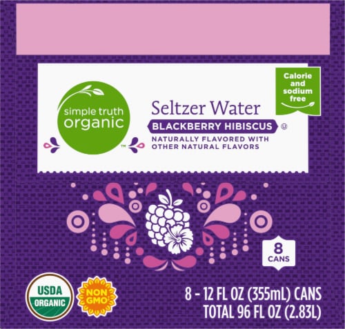 Simple Truth Organic™ Blackberry Hibiscus Seltzer Water Cans Perspective: left