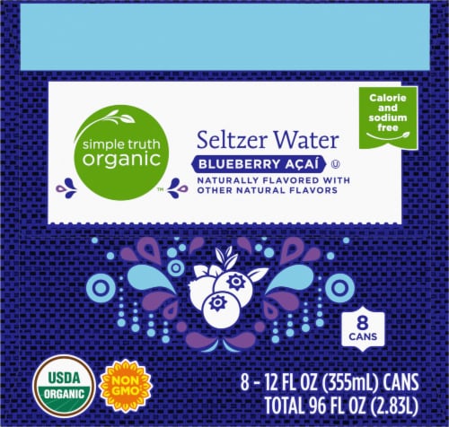 Simple Truth Organic™ Blueberry Acai Seltzer Water Cans Perspective: left