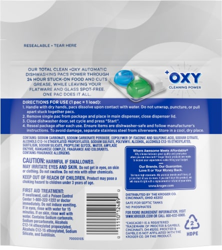 Kroger® Total Clean with Oxy Dishwasher Detergent Pods Fresh Scent Perspective: left
