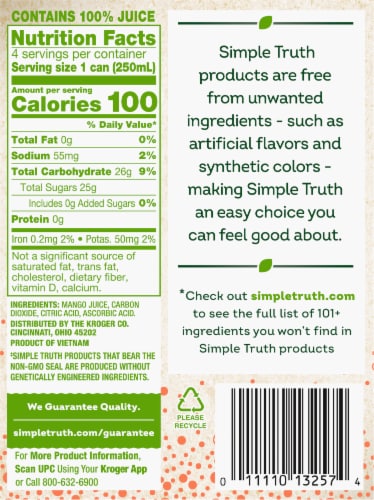 Simple Truth® Sparkling 100% Mango Juice Cans Perspective: left