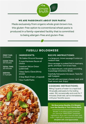 Simple Truth® Gluten Free Brown Rice Fusilli Pasta Perspective: left