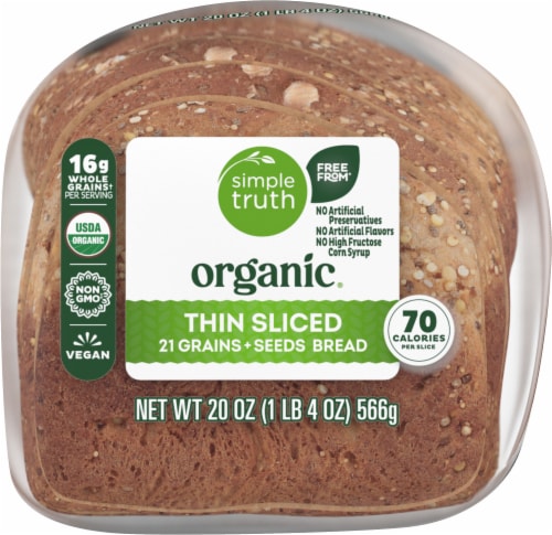 Simple Truth Organic® Thin Sliced 21 Grains + Seeds Multigrain Bread Perspective: left