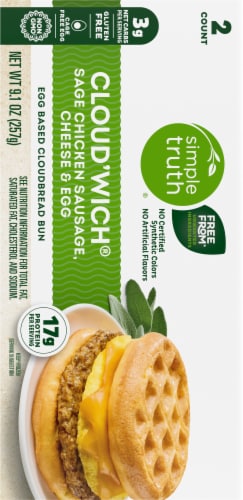 Simple Truth® Cloud'Wich® Sage Chicken Sausage Cheese & Egg Breakfast Sandwiches Perspective: left