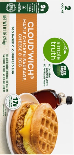 Simple Truth® Cloud'Wich® Maple Chicken Sausage Cheese & Egg Breakfast Sandwiches Perspective: left