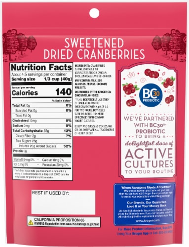 Kroger® Probiotic Dried Cranberries Perspective: left