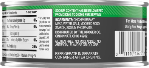 Kroger® Less Sodium Premium Chicken Chunks in Water Perspective: left
