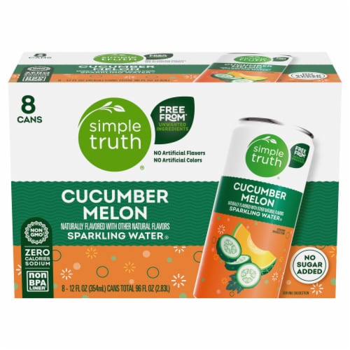 Simple Truth® Cucumber Melon Sparkling Seltzer Water Cans Perspective: left