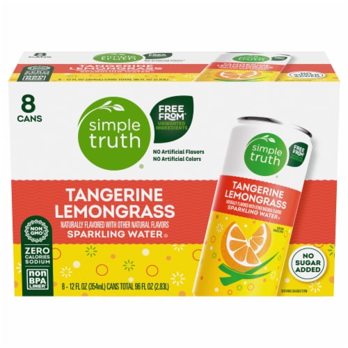Simple Truth® Tangerine Lemongrass Sparkling Seltzer Water Cans Perspective: left