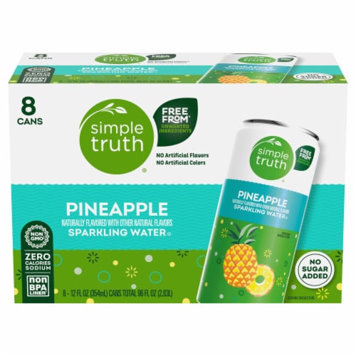 Simple Truth® Pineapple Sparkling Seltzer Water Cans Perspective: left