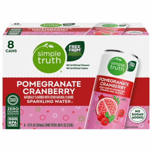 Simple Truth® Pomegranate Cranberry Sparkling Seltzer Water Cans Perspective: left