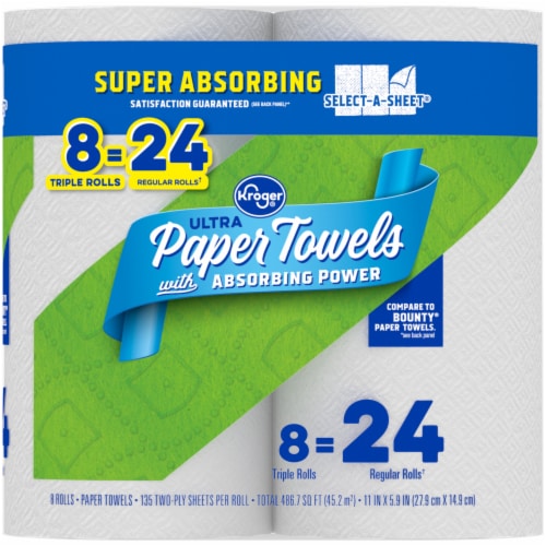 Kroger® Ultra Absorbing Power Paper Towels Triple Rolls Perspective: left