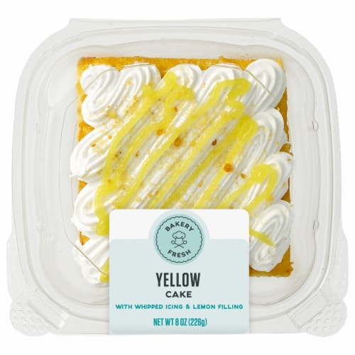 Bakery Fresh Lemon Filled Yellow Cake with Whipped Icing Perspective: left