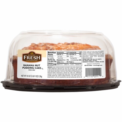 Bakery Fresh Goodness Banana Nut Pudding Cake Perspective: left